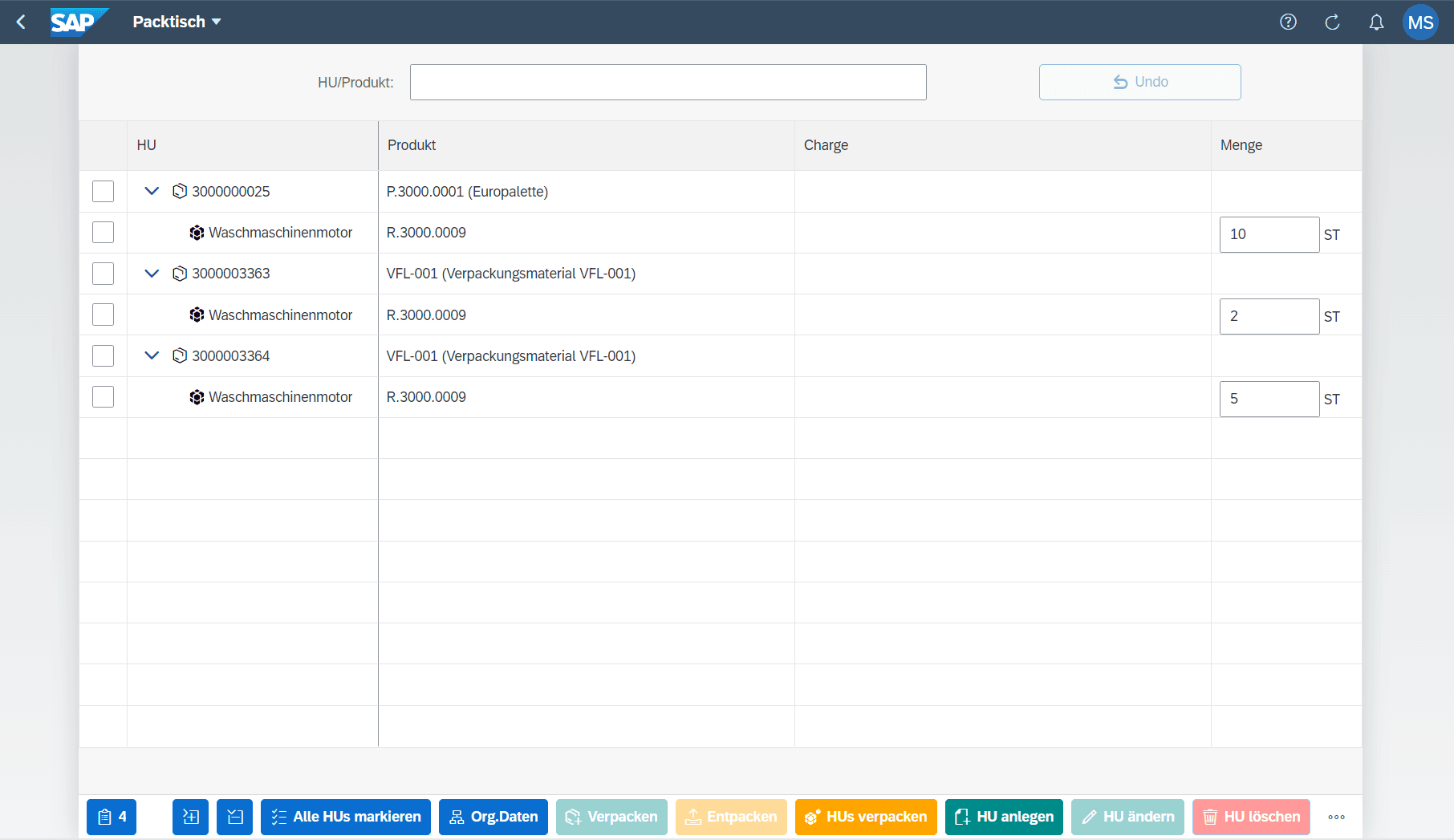 Packtisch (Desktop) für freies Verpacken