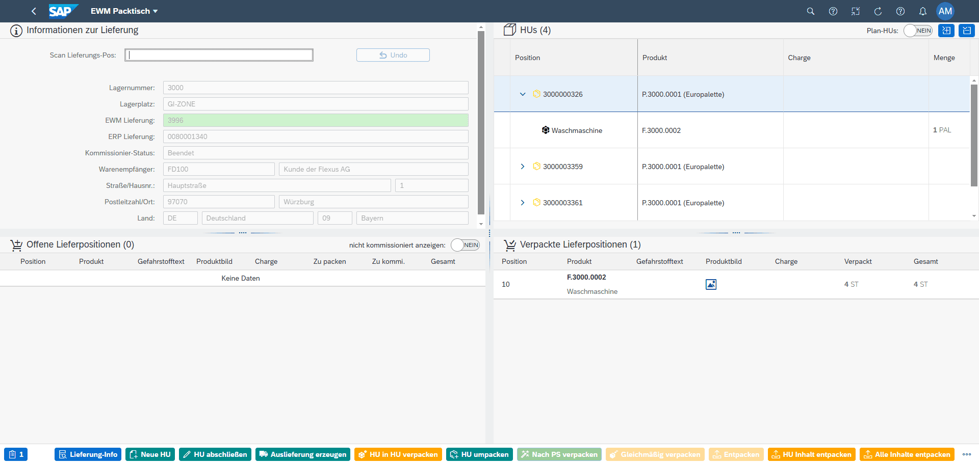 Packtisch (Desktop) für Versand