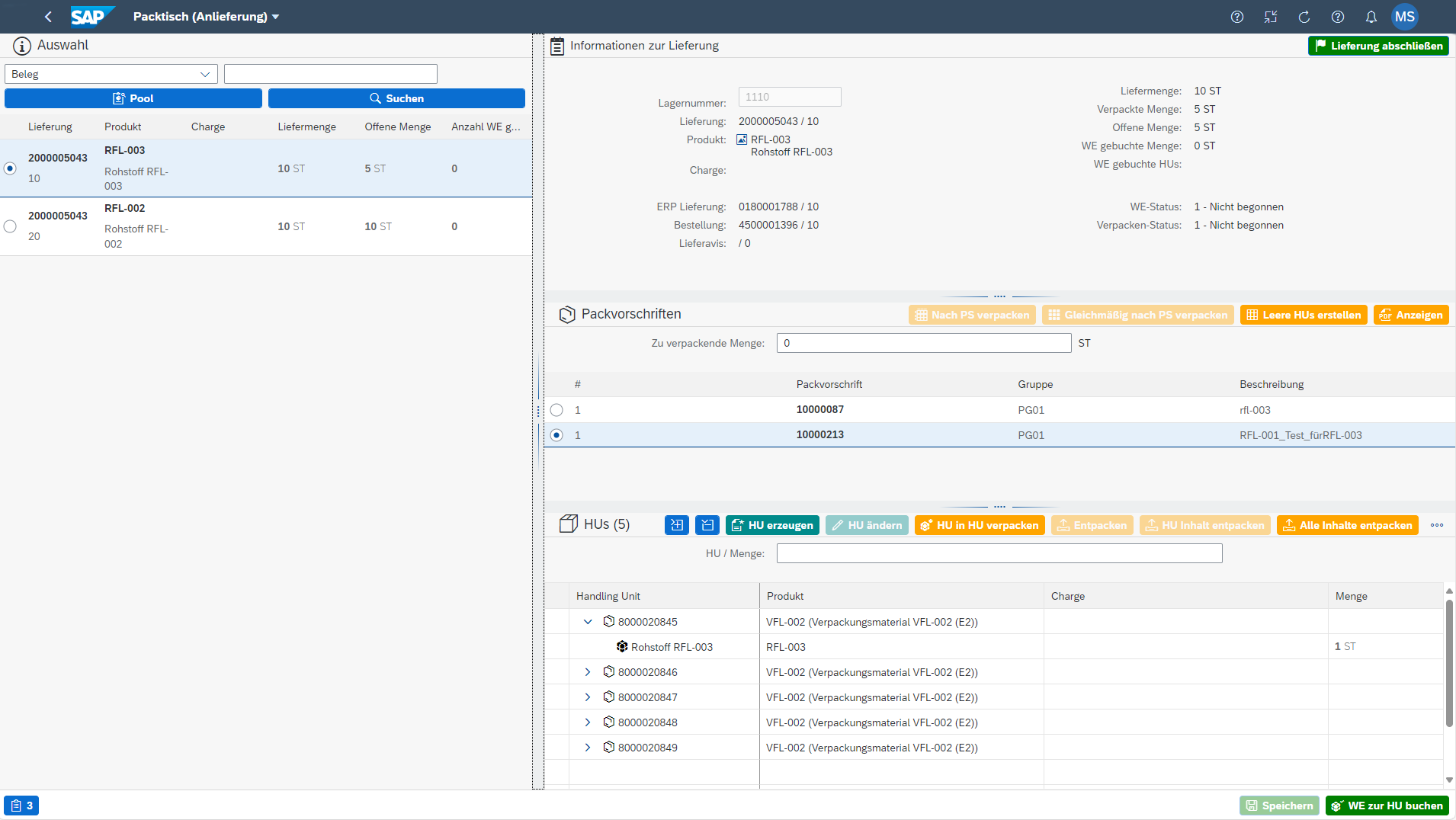 Packtisch (Desktop) für Warenannahme