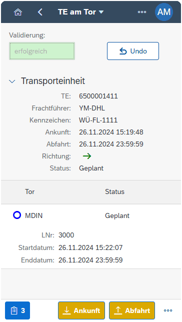 Transporteinheit an-/abmelden