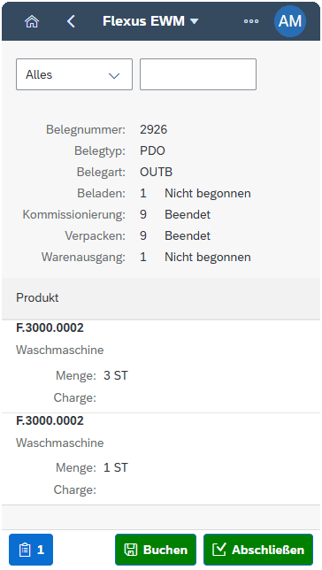 Warenausgang zum Auslieferungsauftrag