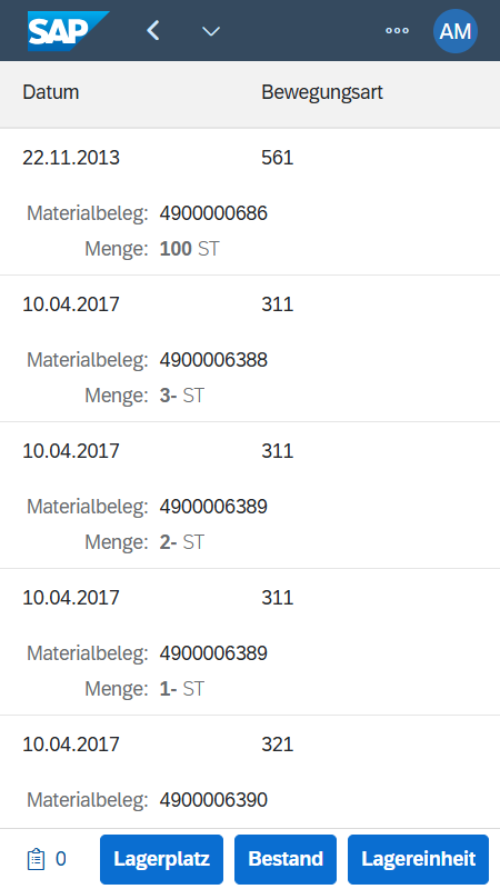 Material document info