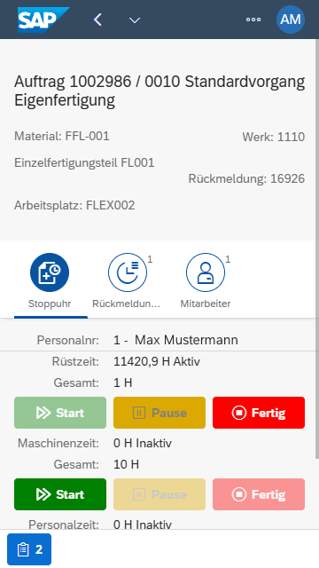 Stopwatch – production order