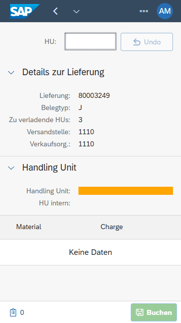Load HU for outbound delivery