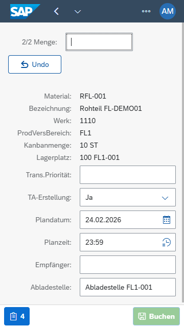 Staging of box parts (Kanban)